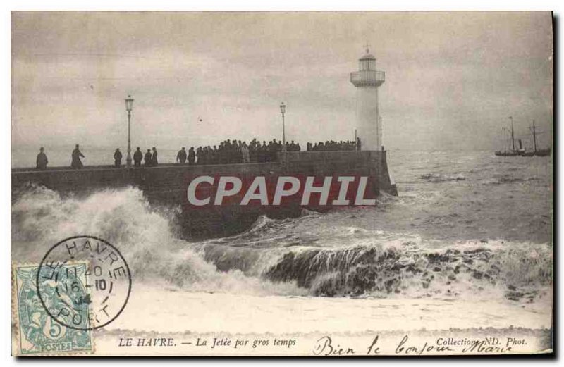 Old Postcard Le Havre La Jetee For Big Time Lighthouse