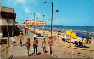 Postcard Looking North Along The Boardwalk at Myrtle Beach, South Carolina