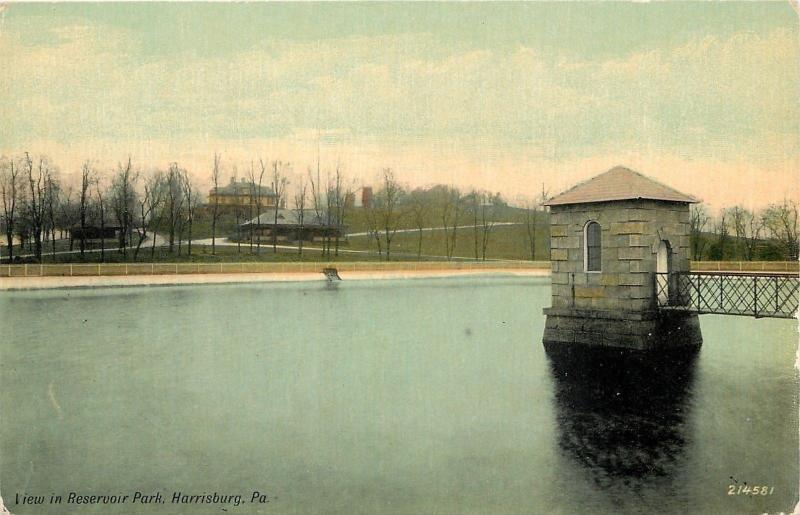 Harrisburg PA Stone Intake Tower in Reservoir Park~Pavilion, Home on Hill~c1910