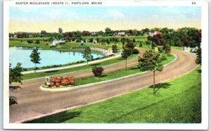 Postcard - Baxter Boulevard (Route 1) - Portland, Maine