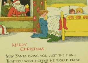 1920's Christmas Card Santa Claus Cute Kids F5