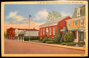 Vintage Postcard 1941 Bel Air Avenue, Bel Air Post Ofice, Aberdeen, Maryland