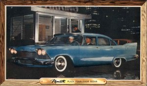 Plymouth Plaza Four Door Sedan Classic Car Ad Advertising Vintage Postcard