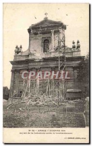 Old Postcard Arras War of the Cathedral Appearance after the bombing Army