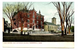MA - Haverhill. Haverhill High School & Unitarian Church, pre-1907