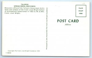 2 Postcards SPRING GREEN, Wisconsin WI ~ TALIESIN ~ FRANK LLOYD WRIGHT Studio