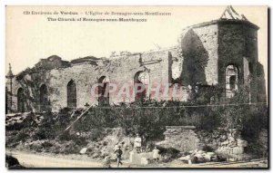 Old Postcard Army surroundings Verdun Romagna Church under montfaucon