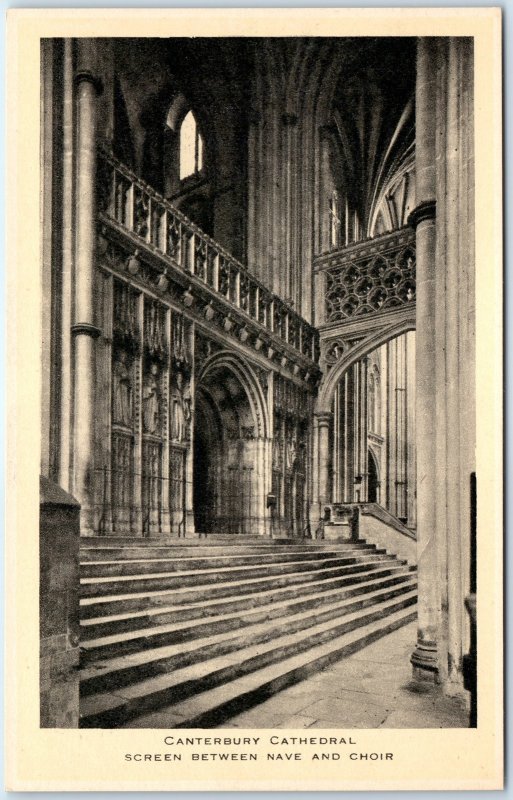 c1910s Canterbury, England Cathedral Screen Nave Choir Gothic Arches Steps A359