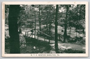 Newton Hamilton PA MTC Methodist Training Camp Rustic Walk Bridge Postcard K43