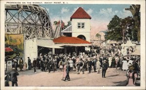 Rocky Point RI Amusement Park Promenade Midway c1920 Postcard