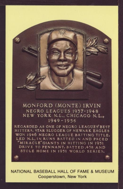 Monford Irvin Baseball Hall Fame Post Card 3240