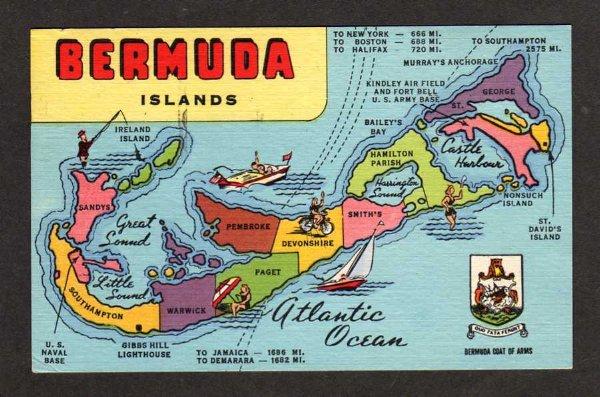 BERMUDA Islands Map Warwick Nonsuch Paget Pembroke PC