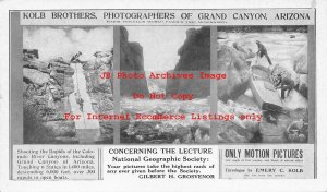 Advertising Postcard, Kolb Brothers Photographers of the Grand Canyon