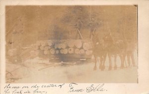 RPPC LOGGING LUMBER DONKEY'S STILES WISCONSIN DPO REAL PHOTO POSTCARD 1907