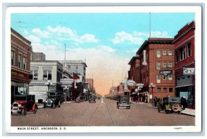 1928 Main Street Classic Cars Railway Building Aberdeen South Dakota SD Postcard