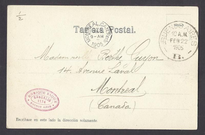 Argentina Parque de Palermo 1905 Buenos Aires to Canada PPC