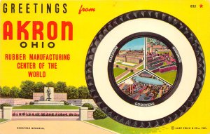 Akron Ohio 1967 Postcard Rubber Manufacturing Firestone Goodrich Goodyear