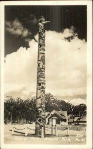 Jasper Park AB Totem Pole Taylor #135 Real Photo Postcard