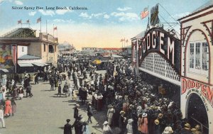 Silver Spray Pier, Long Beach, California, Very Early Postcard, Unused