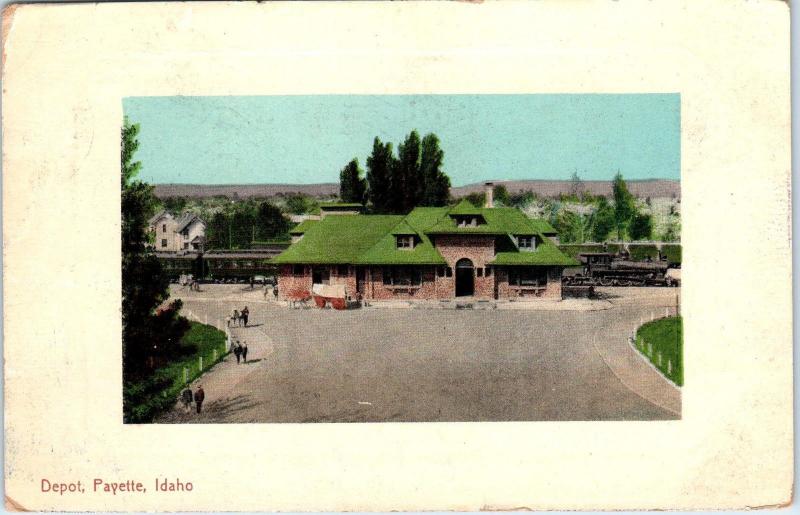 PAYETTE, ID Idaho    View of DEPOT   TRAIN    c1910s  Postcard