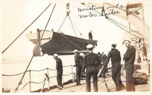 RPPC USS PUEBLO SHIP MEXICO MOTOR SAILOR MILITARY REAL PHOTO POSTCARD (1917)