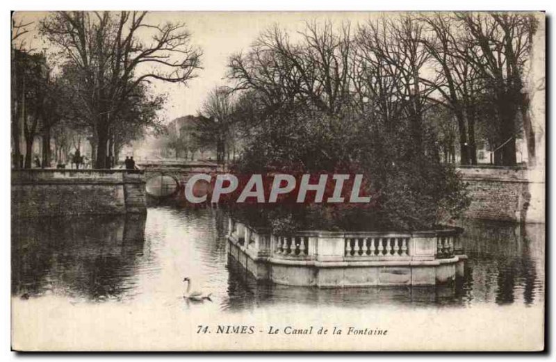 Nimes - The Canal and Fountain - Old Postcard