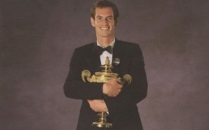 Andy Murray Wimbledon Tennis Final Trophy at Press Dinner Postcard