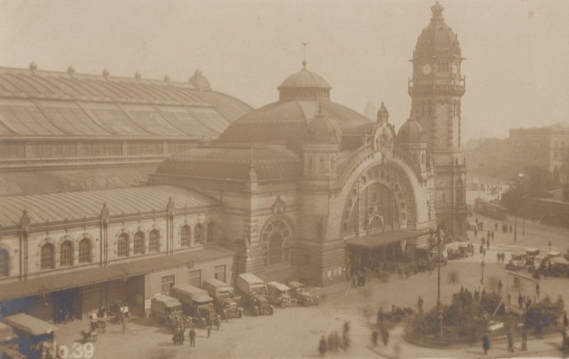 Cologne Railway Station in WW1 Military Trucks German Old Postcard