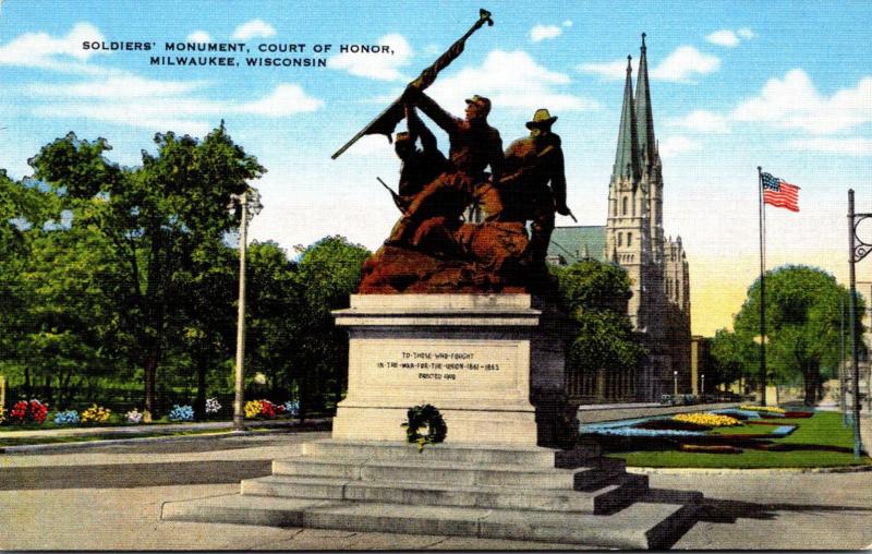 Wisconsin Milwaukee Court Of Honor Soldiers' Monument 1949