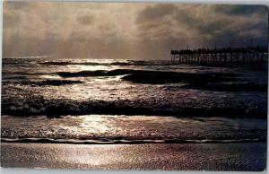 Pier Fishing in Atlantic Ocean, North Carolina Coast c1964 Vintage Postcard O08