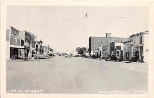 South Dakota SD Real Photo RPPC Postcard c1940s CANISTOTA Main Street Stores