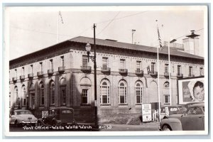 Walla Walla Washington WA Postcard RPPC Photo Post Office Building Cars 1956
