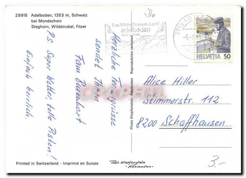 Modern Postcard Schweiz Adelboden bei Mondschein