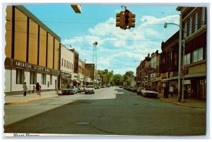 c1960's Shoes Pizza, American Security Bank, Main St. Mount Pleasant MI Postcard