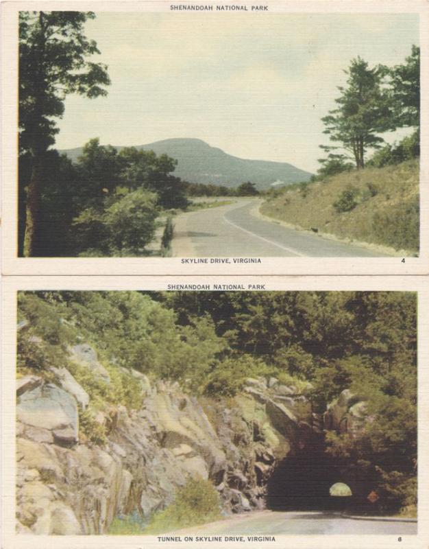 (4 cards) Views along Skyline Drive VA, Virginia - Linen