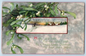 Gibson Postcard Christmas Mistletoe Winter Scene New Haven Connecticut CT 1915