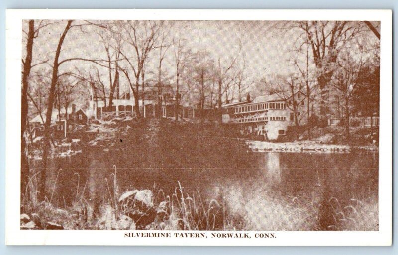 Norwalk Connecticut Postcard Silvermine Tavern Exterior Building c1940 Vintage