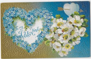 To My Valentine, Two Hearts Blue Bonnets and Dogwood Embossed