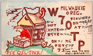1950's QSL Radio Card Milwaukee To Montana W7OTP Amateur Radio Posted Postcard