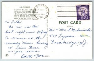 SS President  Mississippi River     Postcard  1961
