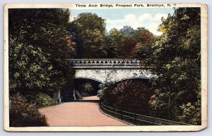 1925 Three Arch Bridge Prospect Park Brooklyn New York NY Plants Posted Postcard