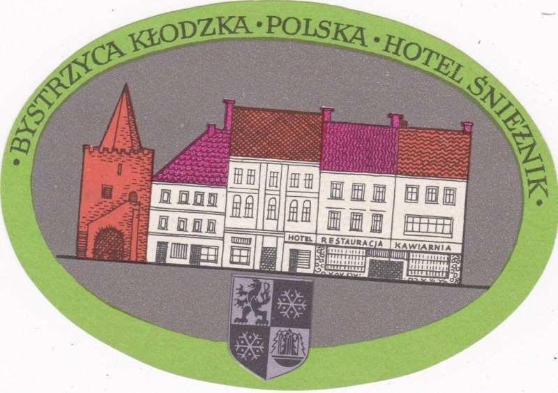 Poland Bystrzyca Klodzka Hotel Snieznik Vintage Luggage Label lbl1651