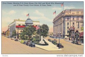 Civic Center, showing U.S. Court House, City Hall & World War Memorial & El P...
