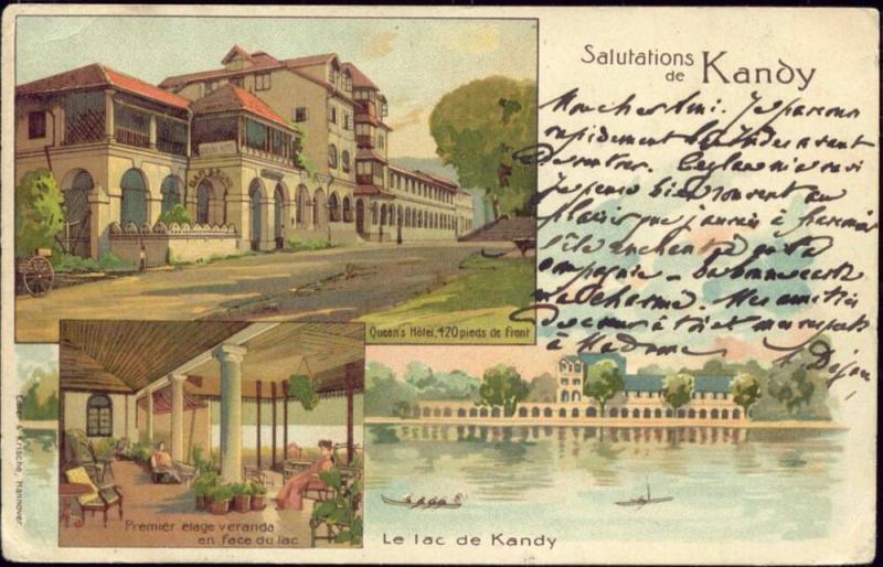 ceylon, KANDY, Queen's Hotel, Lake (1903) Litho Stamps