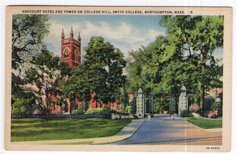 Northampton, Mass, Grecourt Gates and Tower on College Hill, Smith College