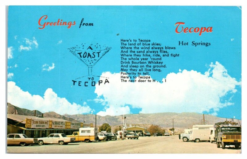 1960s Greetings from Tecopa Hot Springs, CA Postcard *5Q(2)5