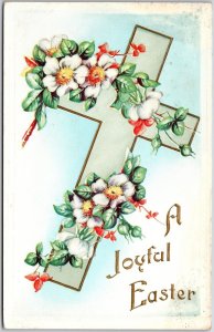 A Joyful Easter Crucifix Flowers Greetings And Wishes Card Postcard