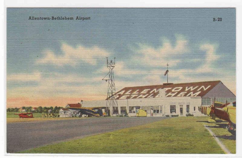 Allentown Bethlehem Airport Planes Pennsylvania linen postcard