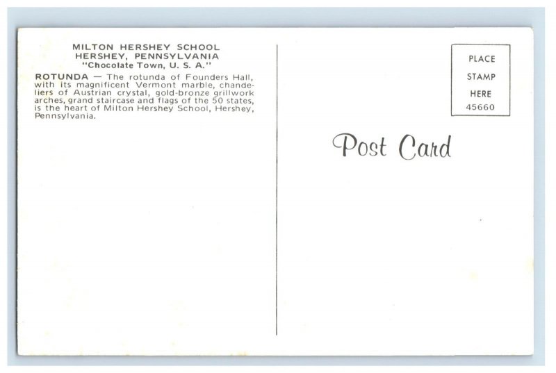 Vintage Milton Hershey School, Hershey Pennsulvania. Postcard F123E
