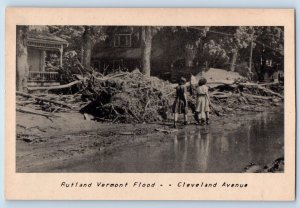 Rutland Vermont VT Postcard Flood Cleveland Avenue Trees Fell Down Scene c1920s